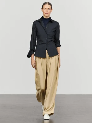 Luźne Spodnie Ze Zmarszczkami I Guzikami - Beżowy - Massimo Dutti - Female