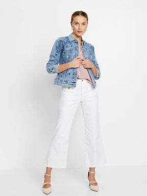 Luźniejsza bluzka satynowa z obniżoną linią ramion i krótkim rękawem bonprix