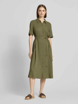 Luźno układająca się sukienka casualowa z mieszanki wiskozy i lnu model 'PIA' Pieces