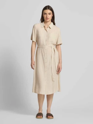 Luźno układająca się sukienka casualowa z mieszanki wiskozy i lnu model 'PIA' Pieces