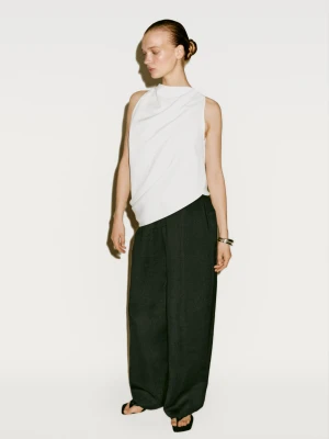 Luźny Asymetryczny Drapowany Top − Limited Edition - Surowy - - Massimo Dutti - Kobieta
