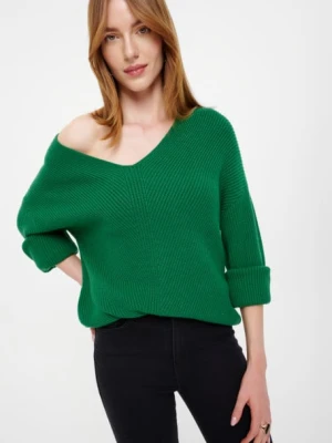 Luźny ciemnozielony sweter z długim rękawem Greenpoint
