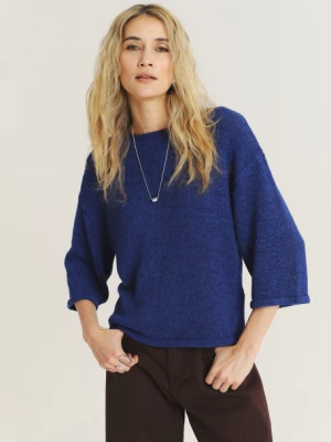 Luźny granatowy sweter z rękawem 3/4 Greenpoint