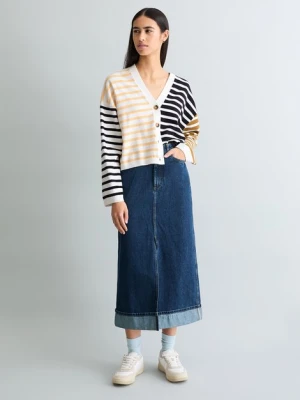 Luźny kardigan w paski z dekoltem w szpic Marc O'Polo