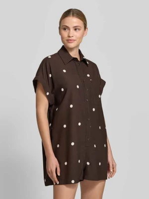 Luźny kombinezon z detalem w postaci guzików Style Icon Collection Czekoladowy