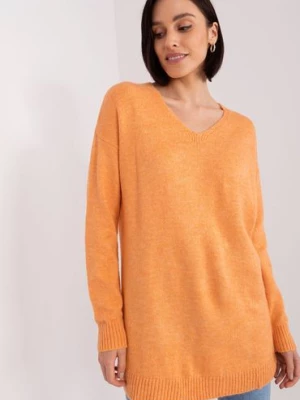 Luźny sweter damski jasny pomarańczowy RUE PARIS