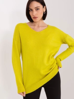 Luźny sweter damski limonkowy RUE PARIS