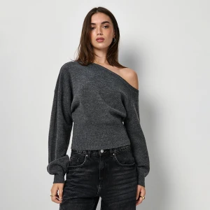 Luźny sweter one shoulder grafitowy House
