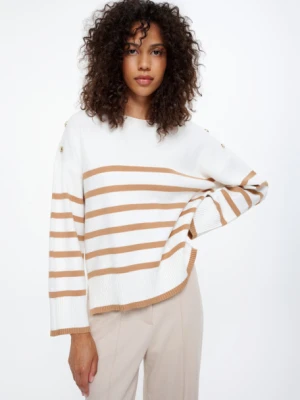 Luźny sweter w karmelowe paski Greenpoint