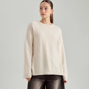 Luźny sweter z okrągłym dekoltem beżowy House