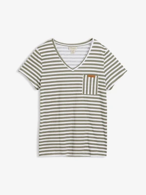 Luźny T-shirt z czystej bawełny BonPrix zielony