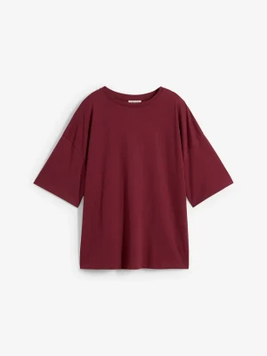 Luźny T-shirt z mieszanki bawełny BonPrix czerwony