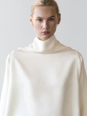 Luźny Top Z Dekoltem W Serek − Studio - Surowy - - Massimo Dutti - Kobieta