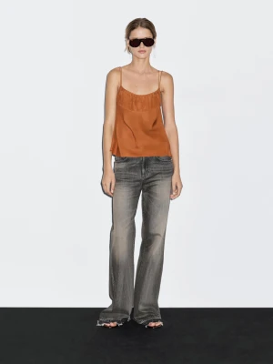 Luźny Top Z Drapowaniem - Winny - - Massimo Dutti - Kobieta