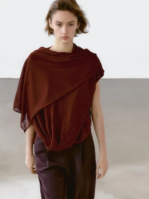 Luźny Top Z Ozdobną Peleryną - Ceglany - - Massimo Dutti - Kobieta