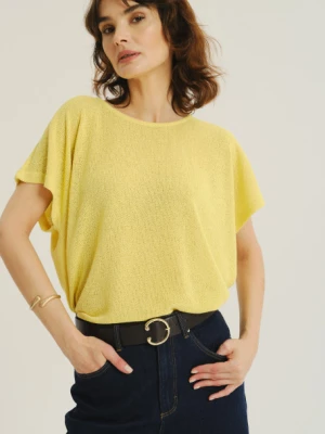 Zdjęcie produktu Luźny żółty sweter z krótkim rękawem Greenpoint