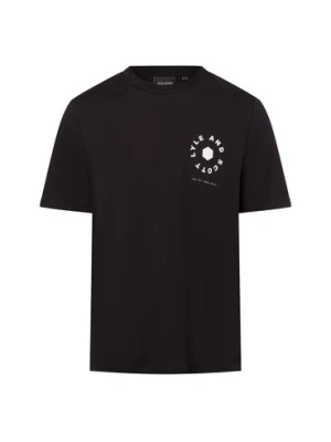 Lyle & Scott Koszulka męska Mężczyźni Bawełna czarny wzorzysty,