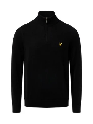 Lyle & Scott Męski sweter z cienkiej dzianiny Mężczyźni Bawełna czarny,