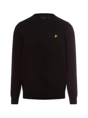 Lyle & Scott Męski sweter z dzianiny Mężczyźni Bawełna czarny jednolity,