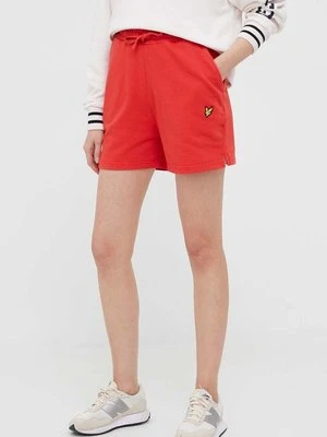 Lyle & Scott szorty bawełniane kolor czerwony gładkie high waist