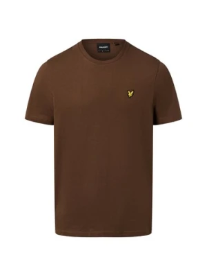 Lyle & Scott T-shirt męski Mężczyźni Dżersej brązowy jednolity,