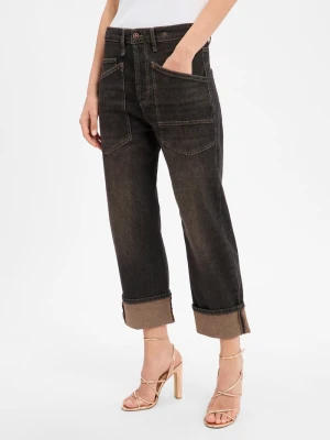 MAC Damskie jeansy baggy Kobiety Bawełna brązowy jednolity,