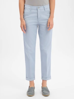 MAC Damskie spodnie materiałowe - Chino Kobiety Bawełna niebieski jednolity,