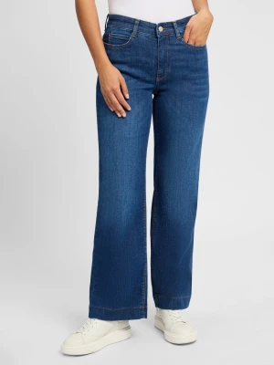 MAC Dżinsy bootcut Kobiety Bawełna niebieski jednolity,
