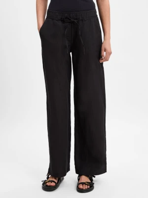 MAC Lniane spodnie - Chiara Belt Kobiety len czarny jednolity,