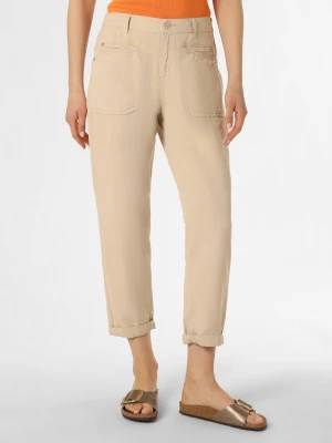 MAC Spodnie z dodatkiem lnu Kobiety Bawełna beżowy jednolity,