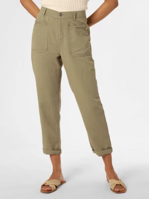MAC Spodnie z dodatkiem lnu Kobiety Bawełna zielony jednolity,