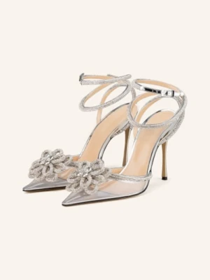 Mach & Mach Czółenka Crystal Flower Z Ozdobnymi Kamykami silber