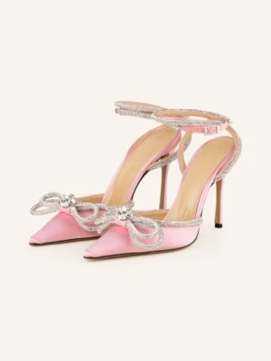 Mach & Mach Sandały Na Obcasie Double Bow Z Ozdobnymi Kamykami pink