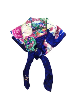 Made in Silk Jedwabna chusta w kolorze niebieskim ze wzorem - 90 x 90 cm rozmiar: onesize