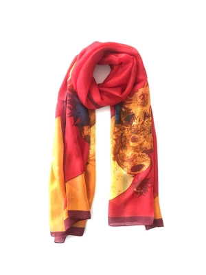 Made in Silk Jedwabny szal w kolorze czerwonym ze wzorem - 180 x 90 cm rozmiar: onesize