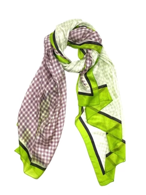 Made in Silk Jedwabny szal w kolorze zielonym ze wzorem - 180 x 90 cm rozmiar: onesize