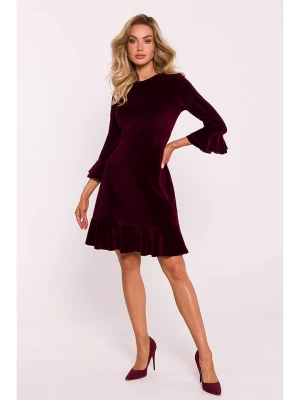 made of emotion Aksamitna sukienka w kolorze ciemnoczerwonym rozmiar: S