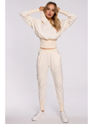 made of emotion Spodnie dresowe w kolorze beżowo-kremowym rozmiar: XL