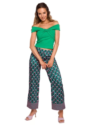 made of emotion Spodnie w kolorze zielonym ze wzorem rozmiar: L