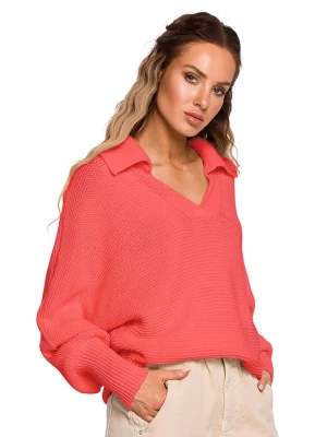 made of emotion Sweter w kolorze brzoskwiniowym rozmiar: L/XL