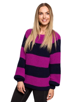 made of emotion Sweter w kolorze fioletowo-czarnym rozmiar: L/XL