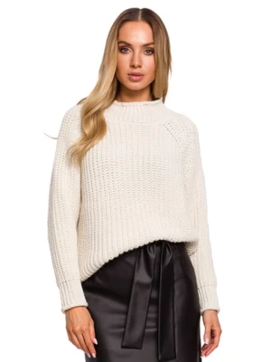 made of emotion Sweter w kolorze jasnobeżowym rozmiar: L/XL