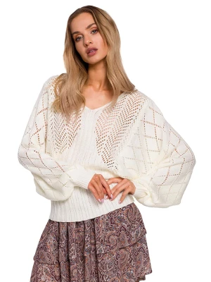 made of emotion Sweter w kolorze kremowym rozmiar: S/M