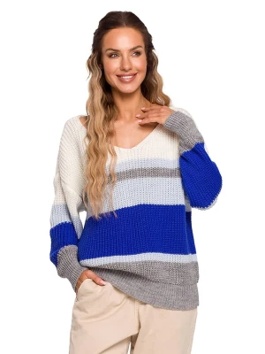 made of emotion Sweter w kolorze niebieskim ze wzorem rozmiar: S/M