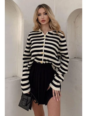 MADMEXT Kardigan w kolorze beżowo-czarnym rozmiar: onesize