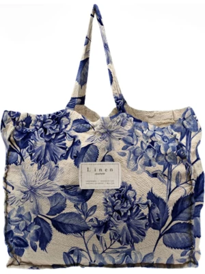 Madre Selva Shopper bag "Blue Flowers" w kolorze niebieskim - 42 x 36 x 7 cm rozmiar: onesize