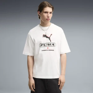 Męska koszulka PUMA Sport Boxy Street z nadrukiem, Odzież, Biały
