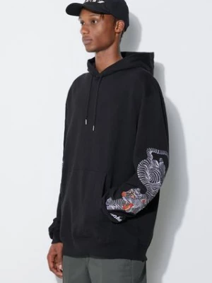 Maharishi bluza bawełniana męska kolor czarny z kapturem z aplikacją 8031.BLACK.-BLACK