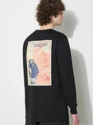 Maharishi longsleeve bawełniany Hikeshi Organic L/S T-Shirt kolor czarny z nadrukiem 1083.BLACK