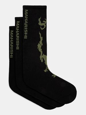 Maharishi skarpetki Bonsai Dragon Sport Socks 3 Pack 3-pack męskie kolor czarny 1402.BLACK